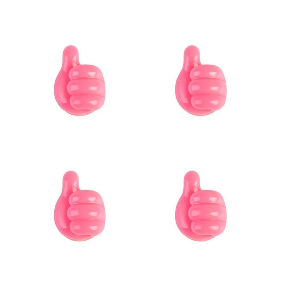 (pink, 4PCS) 4pcs Handy Multifunctional Clip Holder Thumb Hooks Self-adhesive Traceless Hook Key Data Cable Storage Holder For Kitchen Bathroom