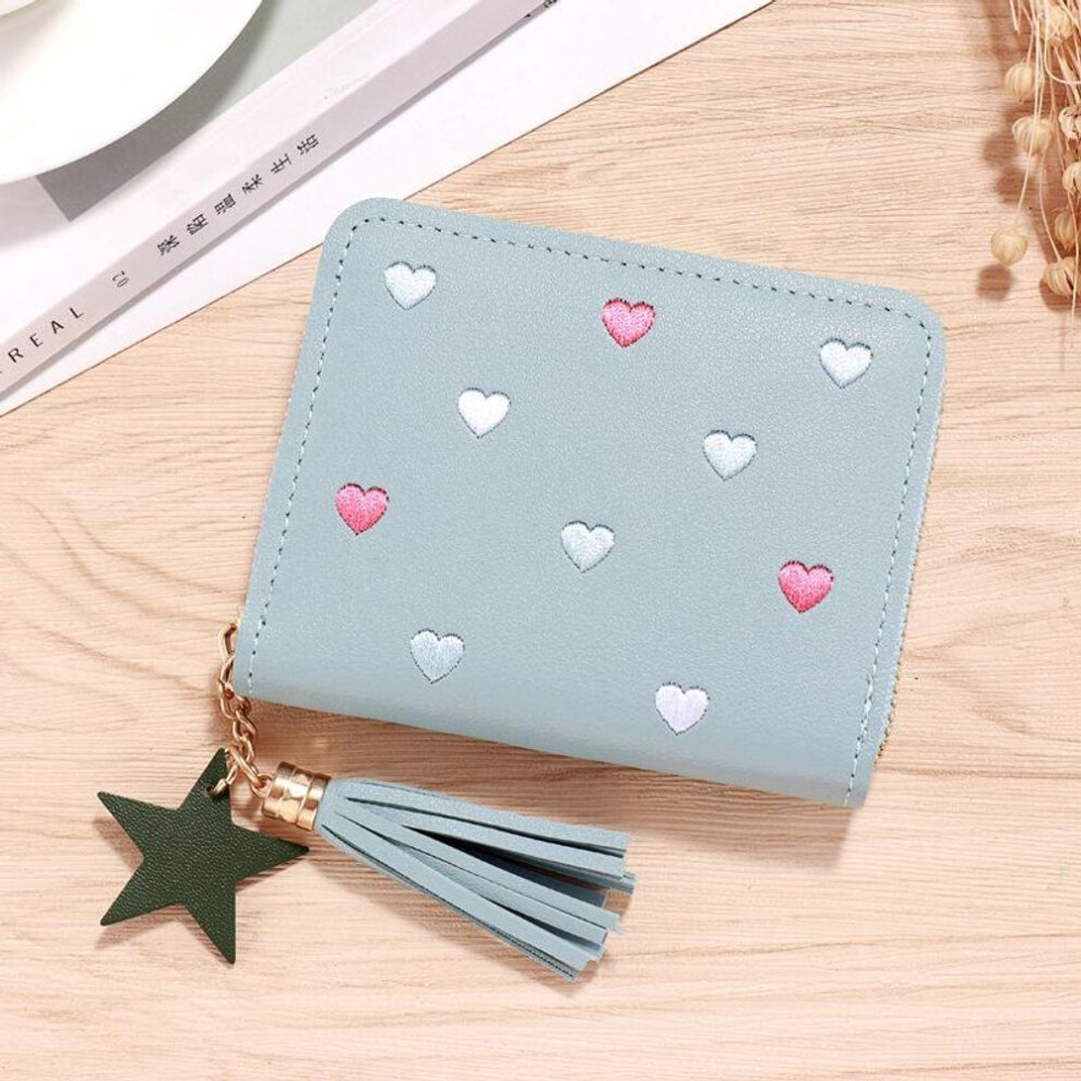 (blue, 1PCS) 2023 Women Small Wallet Ladies Mini Tassel Wallet Cute Girl Short Zipper Lovely Pu Leather Coin Purse Female Hand Wallet