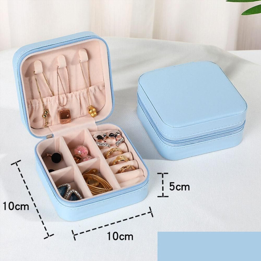 (lake blue) 2023 Jewelry Organizer Display Travel Jewelry Case Boxes Portable Locket Necklace Jewelry Box Leather Storage Earring Ring Holder