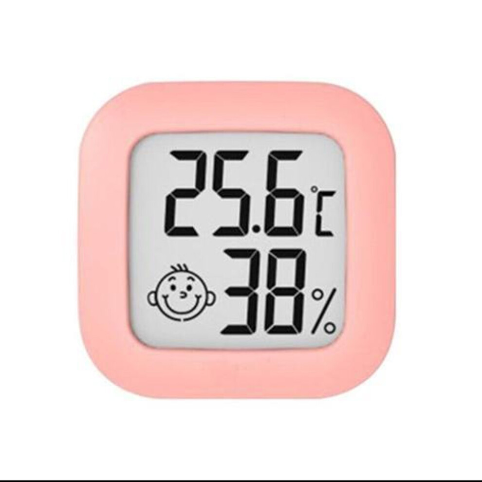 (pink, With battery) 2024 Mini Lcd Digital Thermometer Hygrometer Indoor Room Electronic Temperature Humidity Meter Sensor Gauge Weather Station For Home
