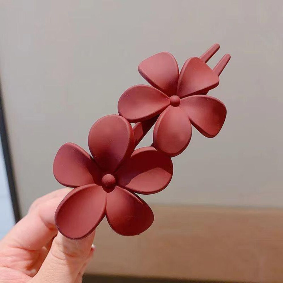 (red, 1PCS) 1pc Acrylic Flower Hair Clip Women Colorful Hairpin Hollow Out Heart Hair Comb Clip Flower Design Barrette Hair Claw Hair Styling Accessories