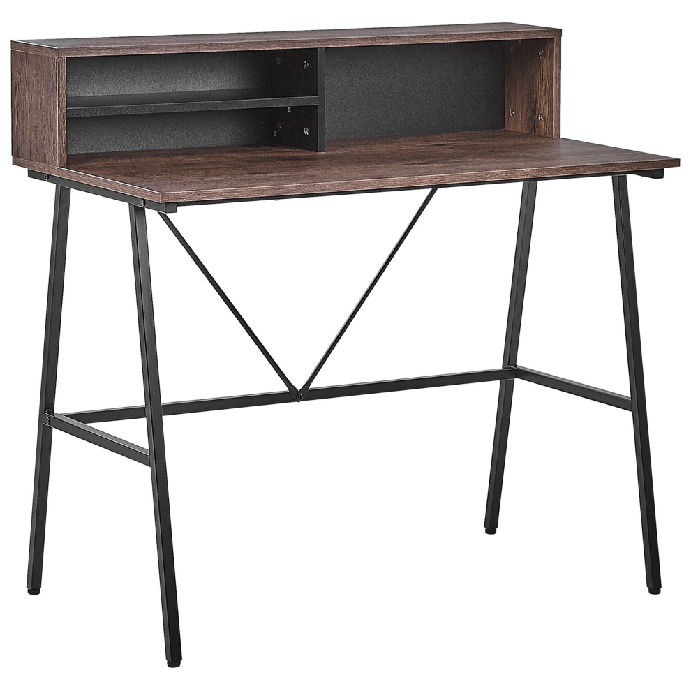 Home Office Desk HARISON Dark Brown 100 cm 53 cm