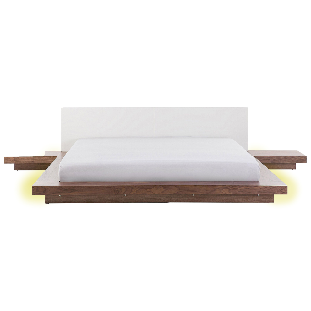 Bed with LED ZEN 180 x 200 cm (EU Super King) Brown Ash Wood