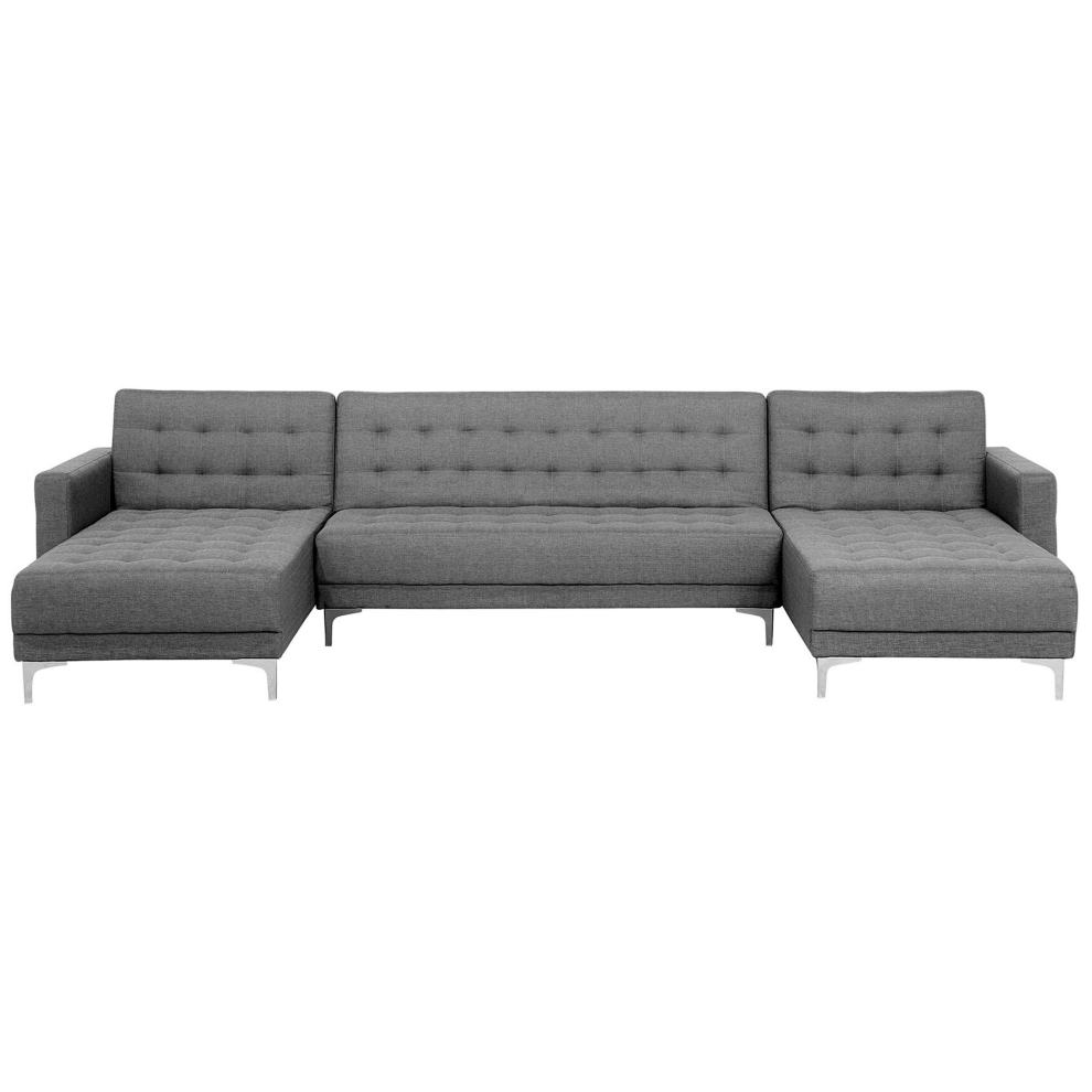 5 Seater U-shaped Modular Fabric Sofa Grey ABERDEEN