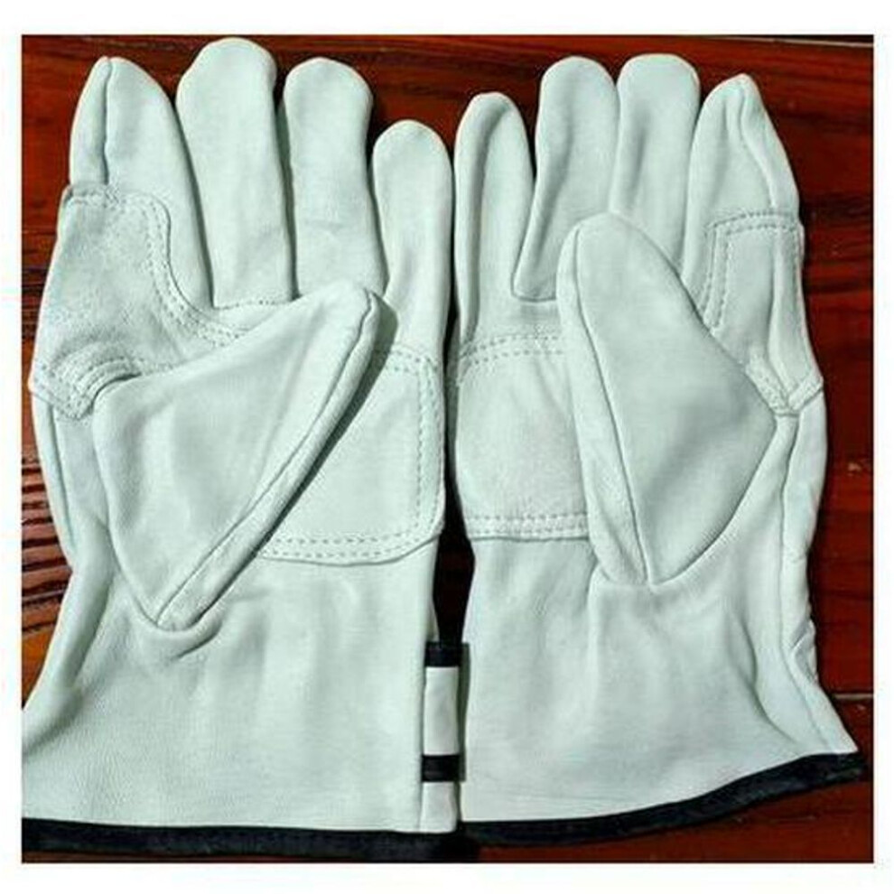 (white, plus regular style) Sheepskin Welder Work Gloves: Wear-Resistant, Breathable, Heat Insulated Labor Protection Gloves