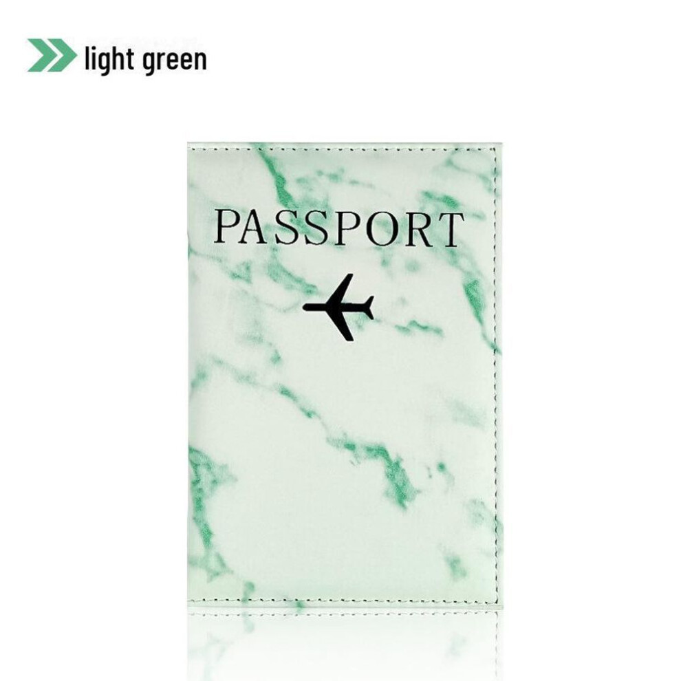 (light green) Marble Travel Passport Holder with PU Leather Cover for Documents and Tickets