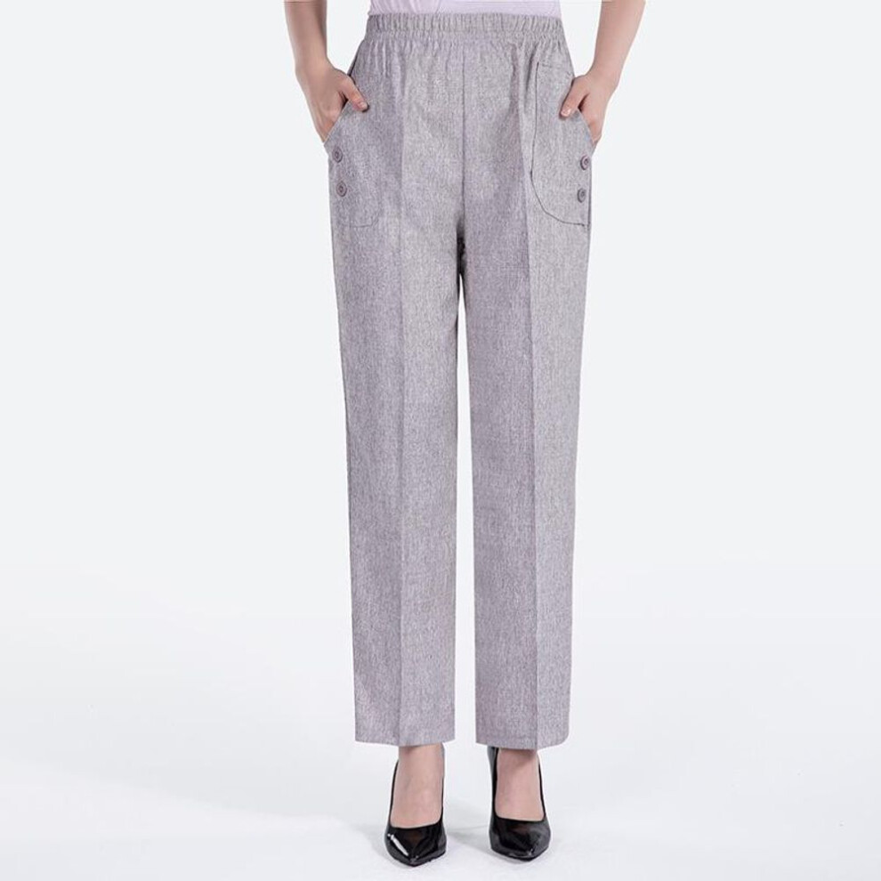(slate gray, XXL) Cotton Linen Casual Comfortable Pants Fashion White Beige Women&apos;s Trousers