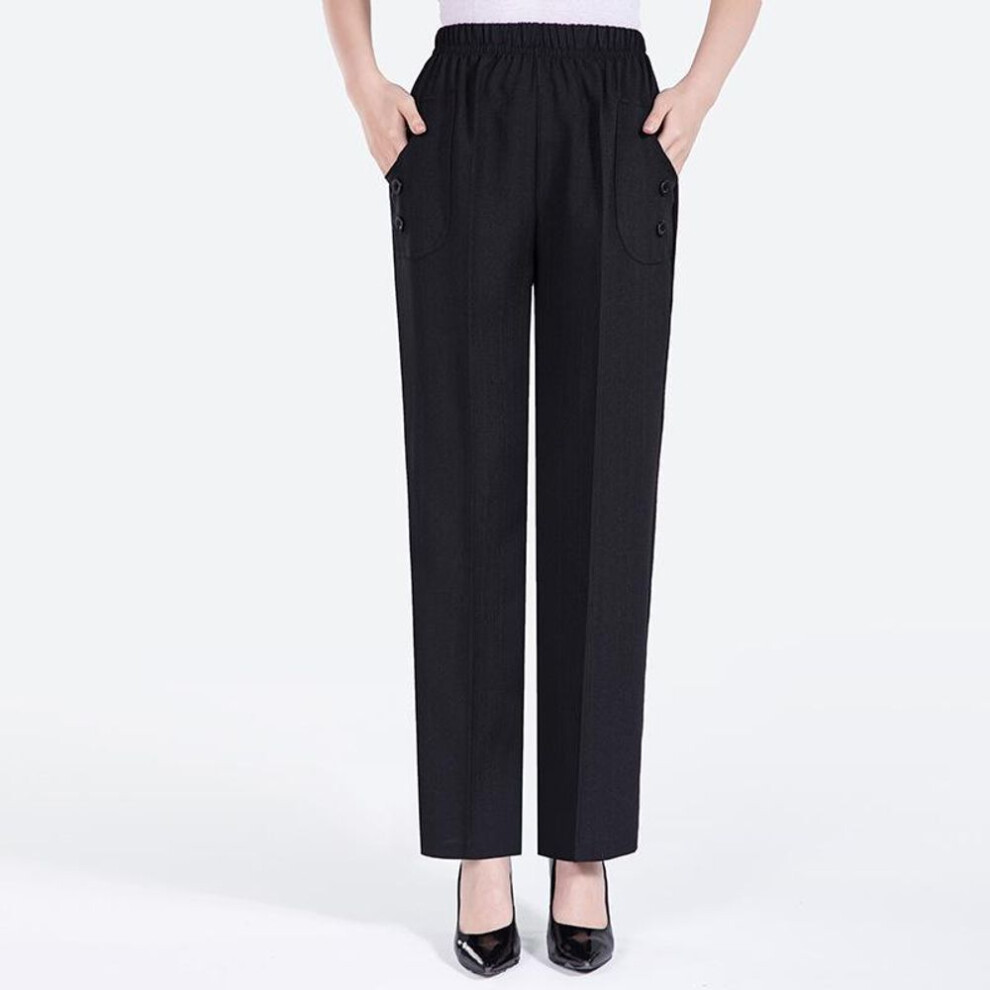 (black, XXXL) Cotton Linen Casual Comfortable Pants Fashion White Beige Women&apos;s Trousers