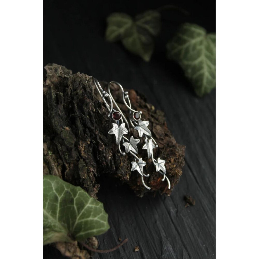 (burgundy) New Trendy Emerald Maple Leaf Drop Earrings For Women Boho Jewelry Flower Leaves Silver Color Hook Dangle Earrings