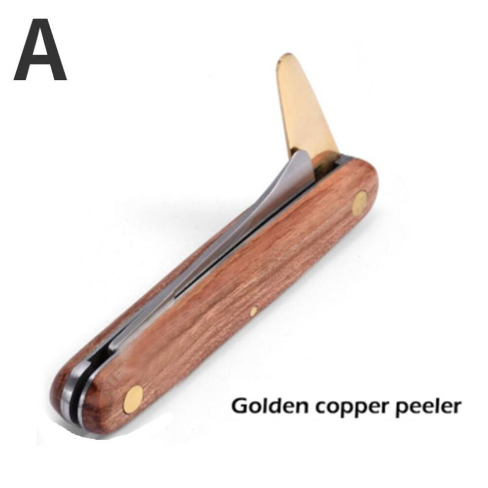 (A) Garden Tools Foldable Grafting Pruning Knife Professional Garden Grafting Cutter Tree Pruning Stainless Steel Wooden Handle Knife Tool