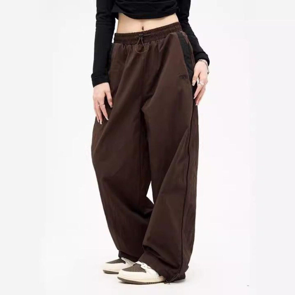 (brown, S) Women Casual Joggers Pants Fashion Streetwear Oversized Sports Wide Leg Pants Hip Hop Y2k Sweatpants High Waist Baggy Trousers Plus Size