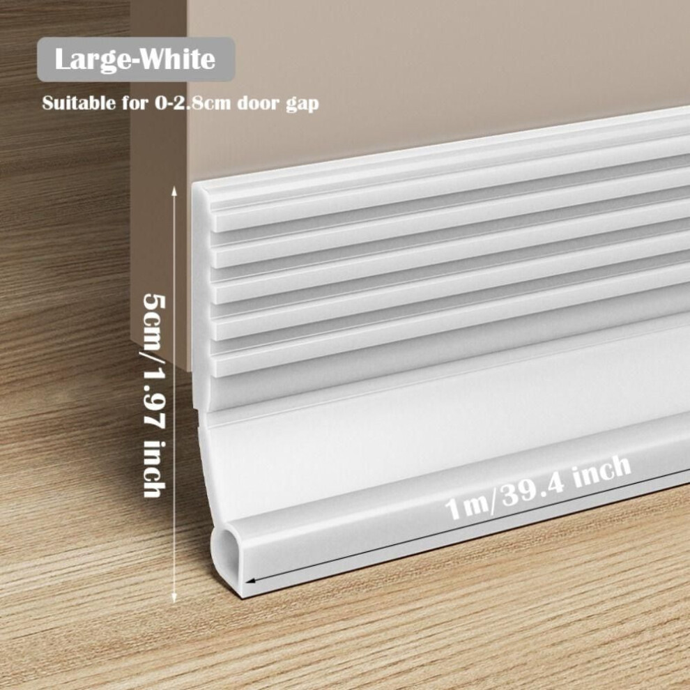 (Large-White) Soundproof Draught Excluder Self-adhesive Door Draft Stopper Weather Stripping  Bedroom