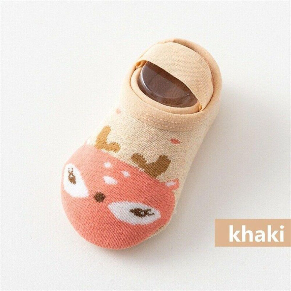 (khaki, S) Socks Baby/kids Shoes Cotton Cartoon Slipper Floor Toddler Non-slip Cute