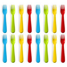 Plaskidy Plastic Kindervorken - Set van 16 Peutervorken BPA-vrij/Vaatwasmachinebestendig Kinderbestekset Felgekleurde Kindervorken Bestekset Geweldig