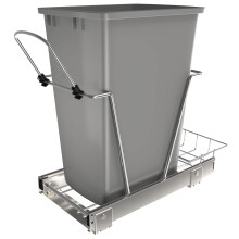 Rev-A-Shelf uittrekbare prullenbak voor onder keukenkasten 35 Qt 12 gallon afvalrecyclingbak met volledig uittrekbare geleiders Zilver RV-12KD-17C S