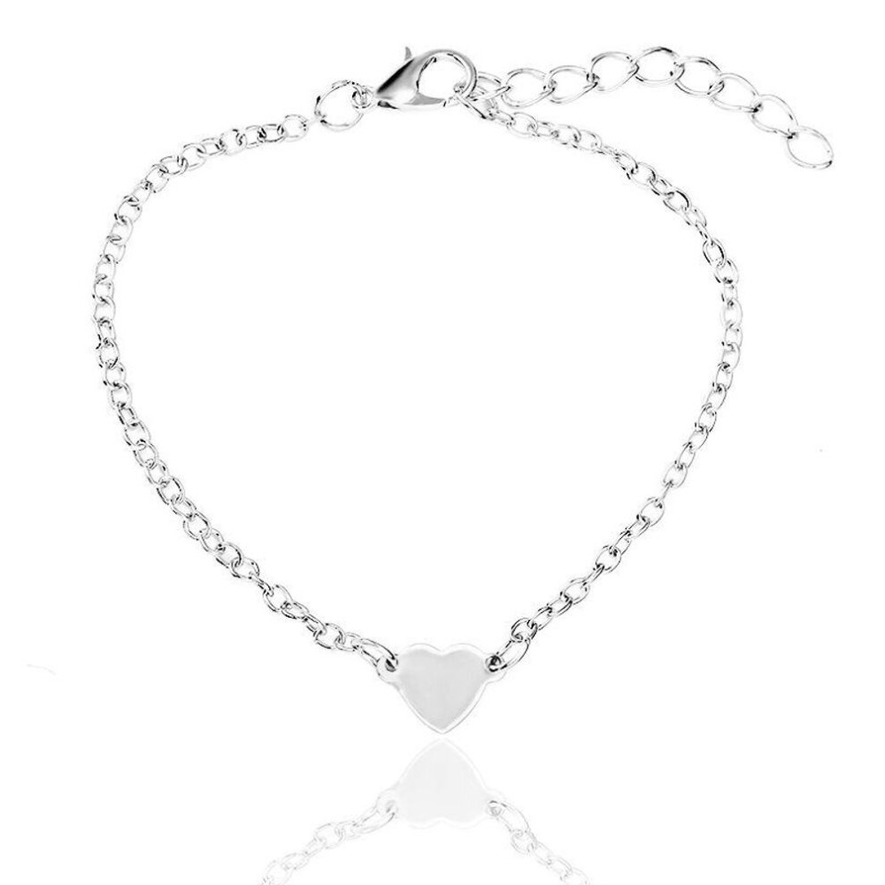 (silver) Simple Sexy Heart-Shaped Bracelet Fashion Wild Love Bracelet Personality Female Bracelet Accessories