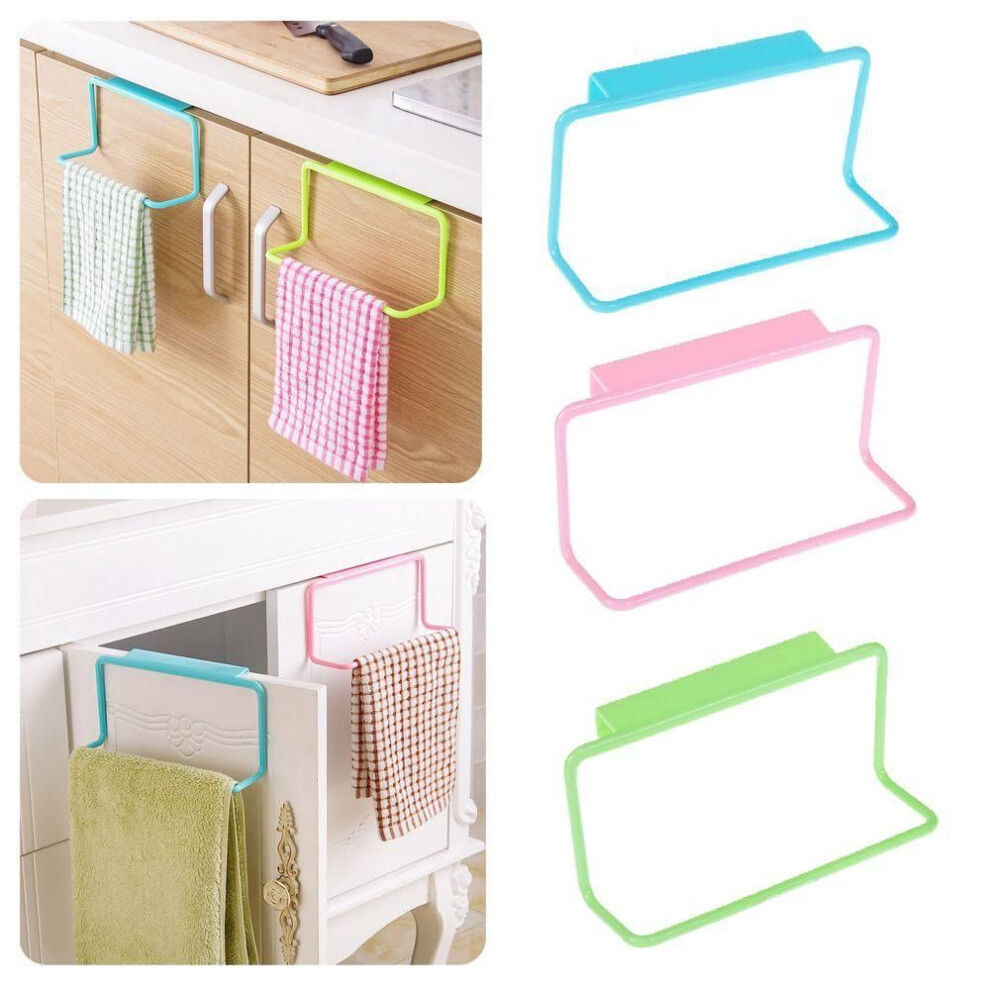 (white) Towel Holder Rack Rail Cupboard Hanger Bar Hook Bathroom Kitchen Top Home Organization Candy Color
