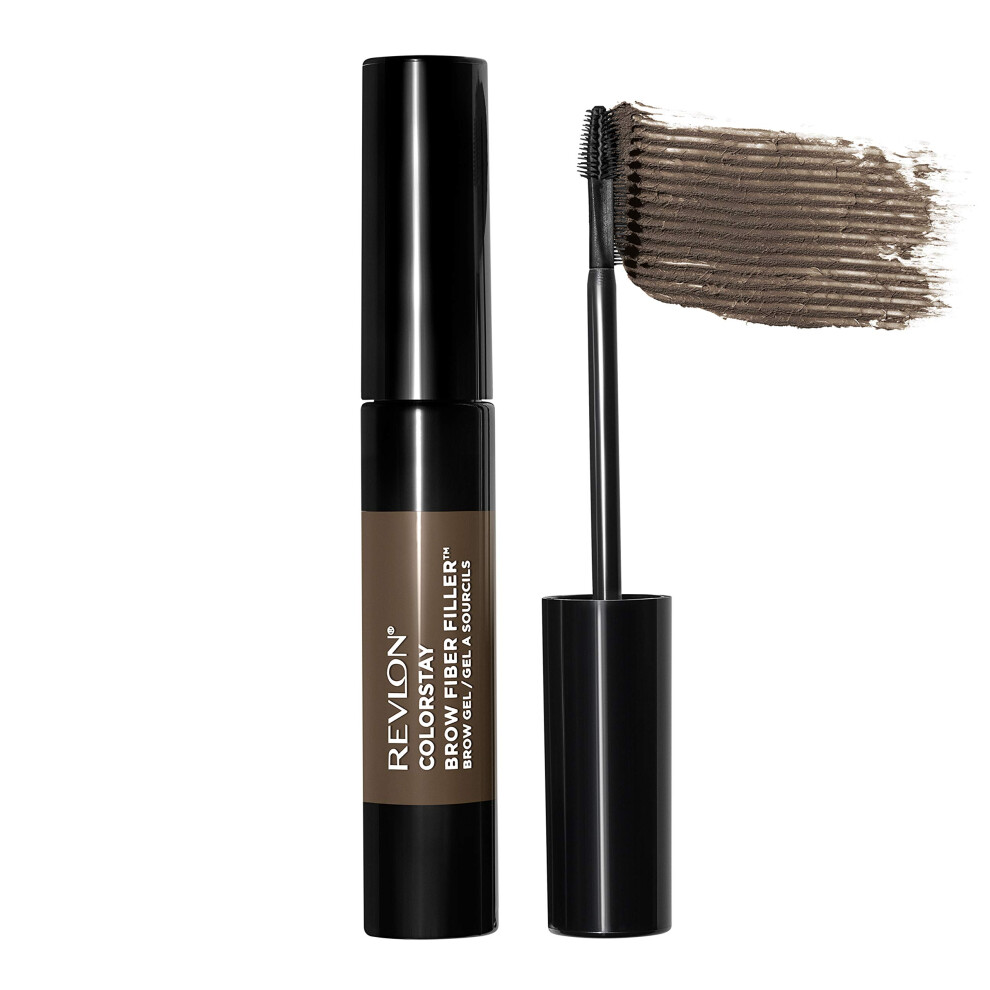 REVLON ColorStay Brow Fiber Filler, Longwearing & Volumizing Waterproof Eyebrow Gel, 304 Grey Brown, 0.23 fl. oz.