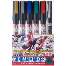 HER.HOBBY ??????? HER.HOBY??????? GMS121 Gundam Metallic Marker Set Maalityyppi Huopakynδt maalaukseen Gunpla 5 Colors & GM20 Harjatyyppi Musta Set 6