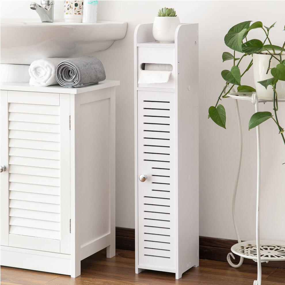 Porte-Papier Hygi?Nique Aojezor : Petite Armoire De Rangement De Salle De Bain Pour Petits Espaces Blanc-image