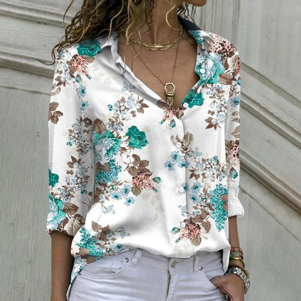 (green, L) 2023 Vintage Chiffon Blouses Office Women Elegant Printed Long Sleeve Floral Shirts Mujer Loose Women Tops Ladies Clothes 26258