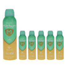 (6 x 200ml Pure Fresh) 6 x 200ml Mitchum Women Deodorant Spray