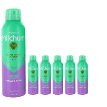 (6 x 200ml Shower Fresh) 6 x 200ml Mitchum Women Deodorant Spray