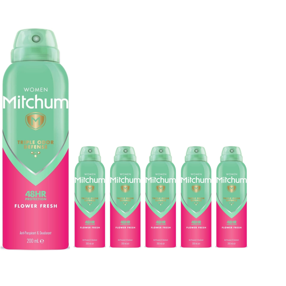 (6 x 200ml Flower Fresh ) 6 x 200ml Mitchum Women Deodorant Spray