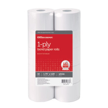 Office Depot 1-Ply Paper Rolls  1 3/4in. x 128ft.  White  Pack Of 10  109044