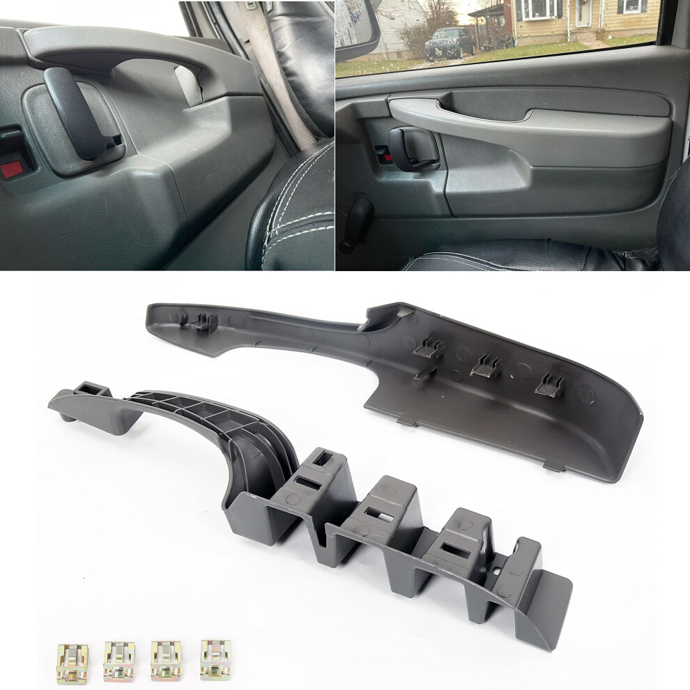 Ecotric Interior Pull Handle Door Armrest Compatible With 2003-2019 Chevrolet Express Van Gmc Savana Right Passenger Side - Replace For 10388387 And Gray 737353346164