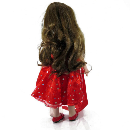 Roupas e Acessórios para Bonecas de 18 Polegadas - Bonito Vestido Vermelho com Bolinhas 2