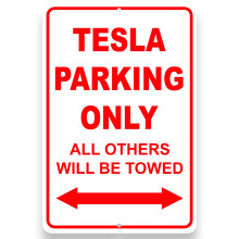 Lahjoja Teslan omistajille - 8x12 alumiiniset Tesla-tallikyltit - Teslan pys   k   intirajoituskyltti - Teslan lahjat miehille - Tesla-ulkoilukyltit