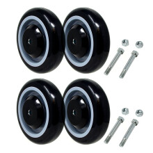 Ruedas para carrito de compras SYRATION de poliuretano de 5"" (paquete de 4), con banda de rodadura completa y doble rodamiento BalBearing, capaci