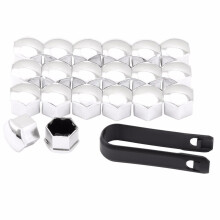 (Silver) 20Pcs 17mm Car Wheel Nut Caps Protection Covers Caps Anti-Rust for Ford Focus RS Fiesta Mondeo Kuga B-Max Grand C-MAX S-MAX Galaxy