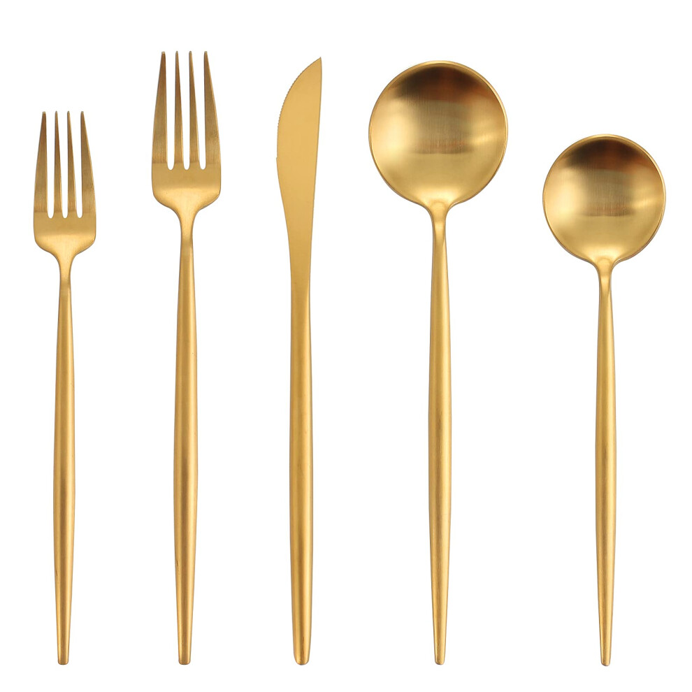 Matte Gold Silverware Set Oliviola 20-Piece Stainless Steel Flatware