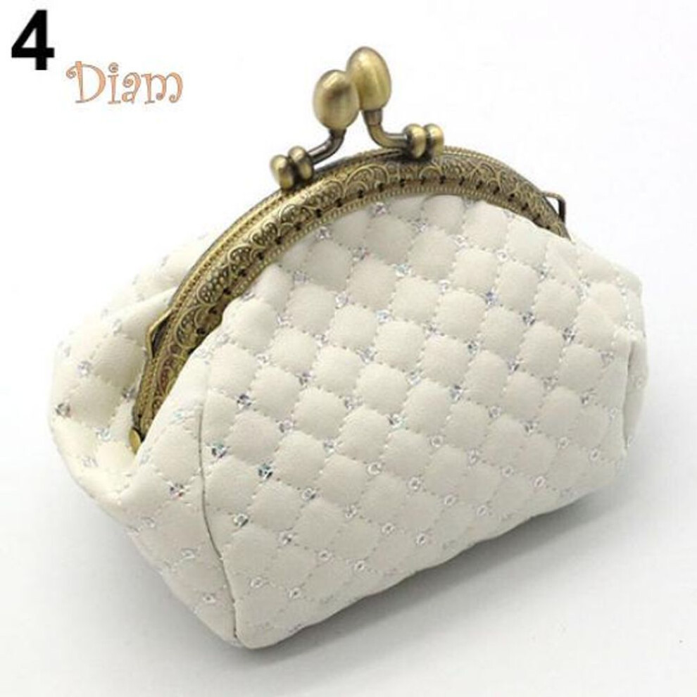 (white, One Size) Gq Women Fashion Rhombic Pattern Wallet Card Coin Purse Clutch Handbag Mini Bag