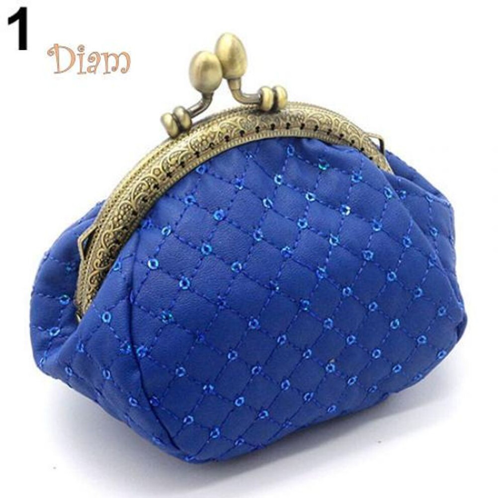 (blue, One Size) Gq Women Fashion Rhombic Pattern Wallet Card Coin Purse Clutch Handbag Mini Bag