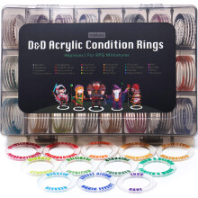 TIDYBOSS DND Miniaturen Acryl Zustand Ringe 96 PCS Status Effekte Marker in 24 Bedingungen & Farben f?r Dungeons und Dragons Spiel Zubeh?r f?r