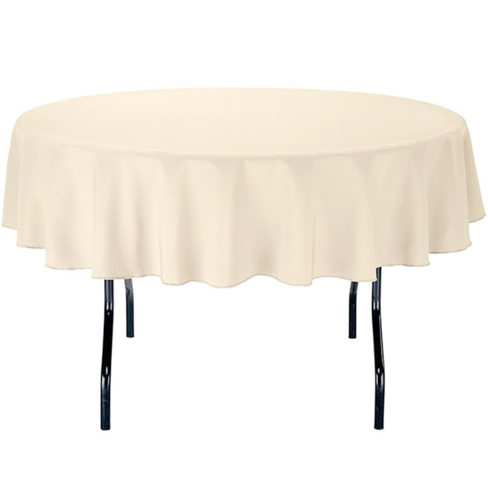 Nappe ronde en polyester de 70 pouces en lin beige