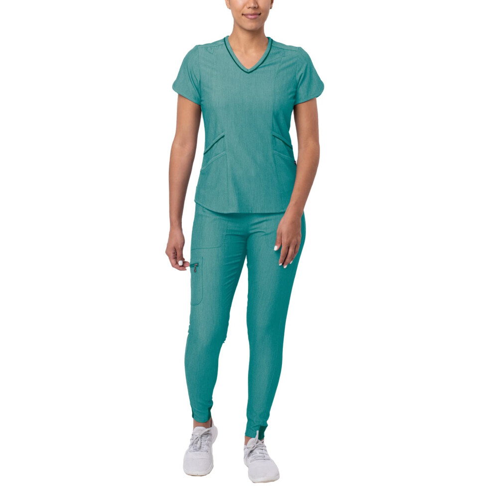 Ensemble de tenue de sport moderne Adar Pro pour femme   : haut     col en V et pantalon de jogging de yoga   - P9500 - Heather Hunter - S