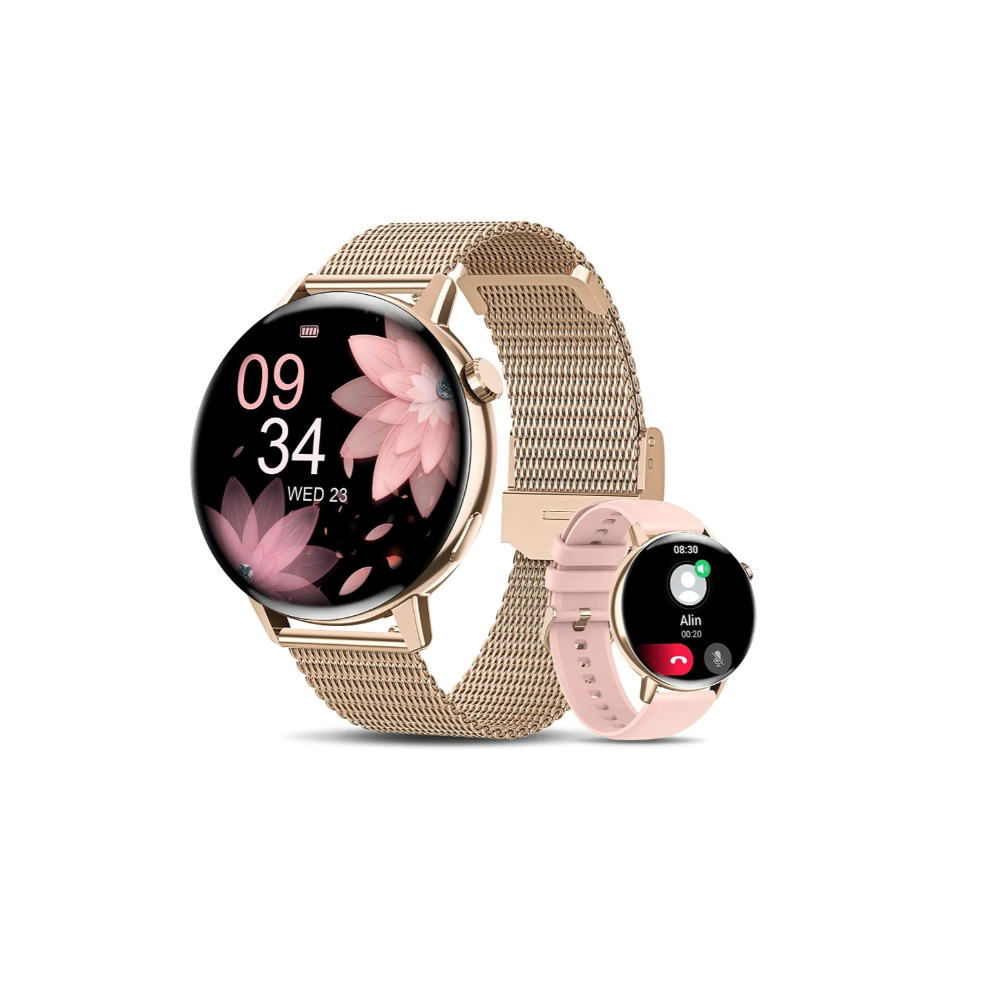 Smartwatch Para Mulheres Com Fun??O De Telefone Bluetooth Call, Ip67 Android Ios Gold 9331562908345
