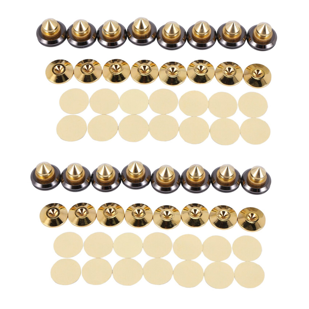16 Set -Plated Speaker Spikes, Stands Cd Audio Subwoofer Amplifier Turntable Isolation Feet Golden 4851689881499