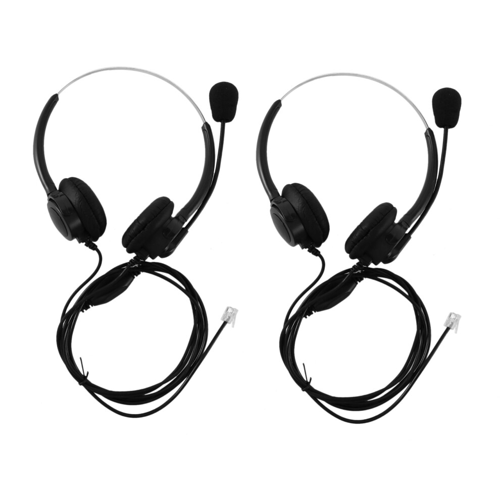 2X VH500D RJ9 Casque bilat?ral mains libres Centre d'appels antibruit filaire avec micro r?glable pour t?l?phone