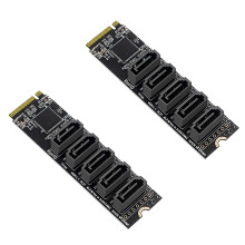 2X M.2 to NGFF 5 Ports SATA3.0 Adapter Card JMB585 Key M Expansion for PC Laptop