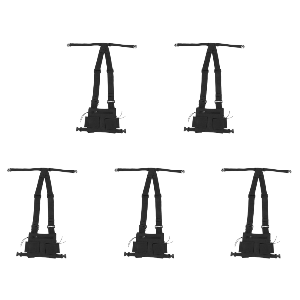 5X Radios Pocket Radio Chest Harness Front Pack Pouch Vest Rig Carry Case For Uv-5R Black 4851689807345