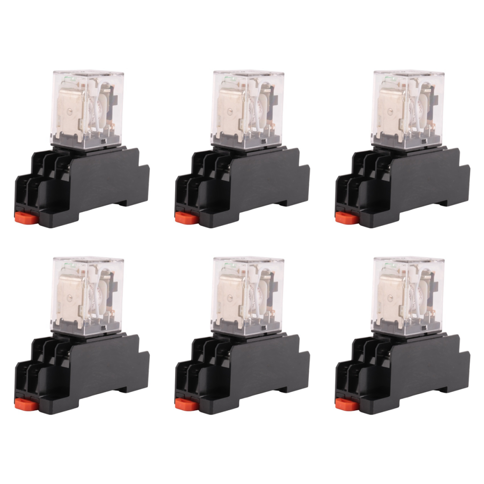 6X Hh52p Dc 24V Coil Dpdt 8 Pins Electromagnetic Power Relay With Dyf08a Base, + Clear Black/Blue 4851689892327