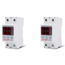 2X Dual LED Display 63A Din Rail 230V Verstelbare Voltage Surge Protector Relais met Limietstroombeveiliging