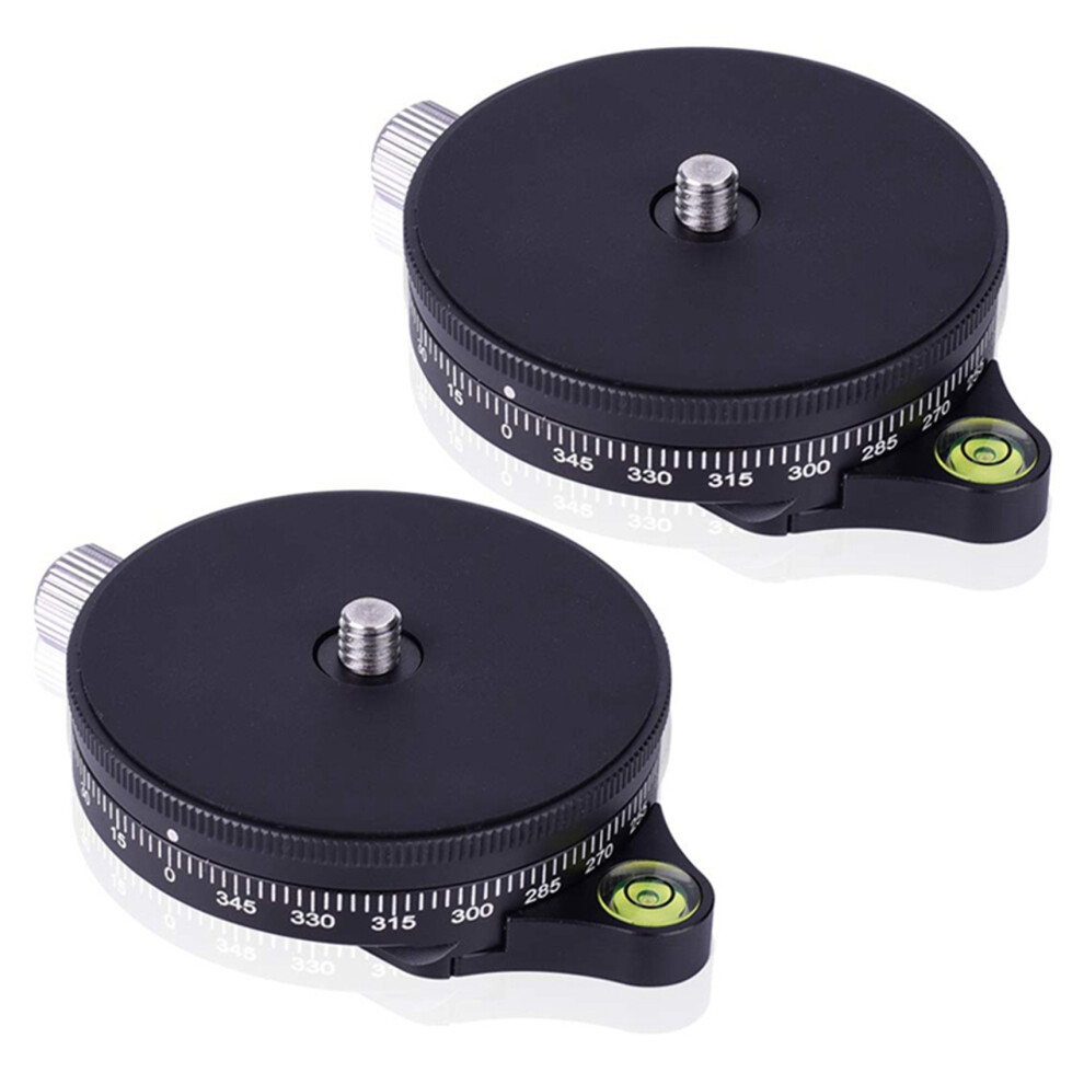 2X Camera Pan Base With Style Plate, 0.95Cm Screw Aluminum Panoramic Ball Tripod Bubble Level 4851689873517