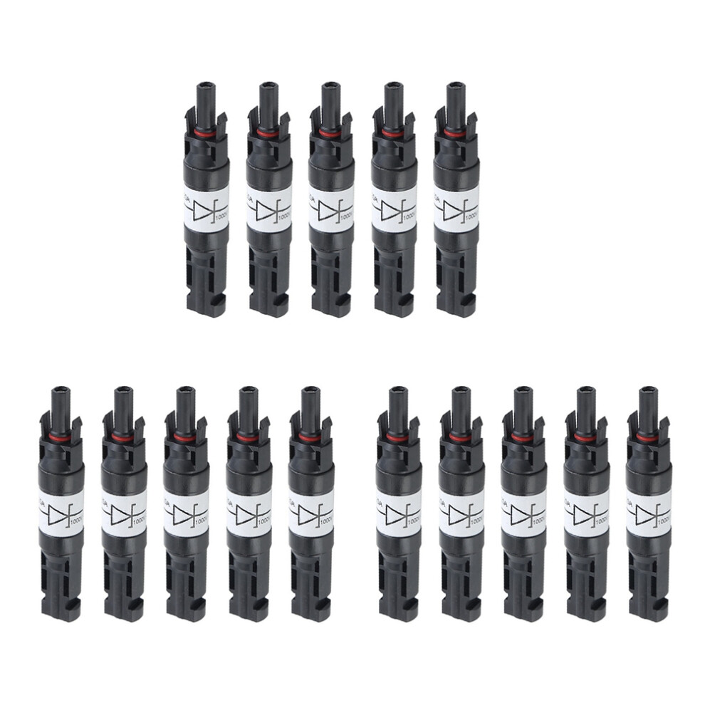 15Pcs Solar Connector With Diode Waterproof Pv Dc1000v 20A Ip67 Ppo Male Female Plug 4851689895311
