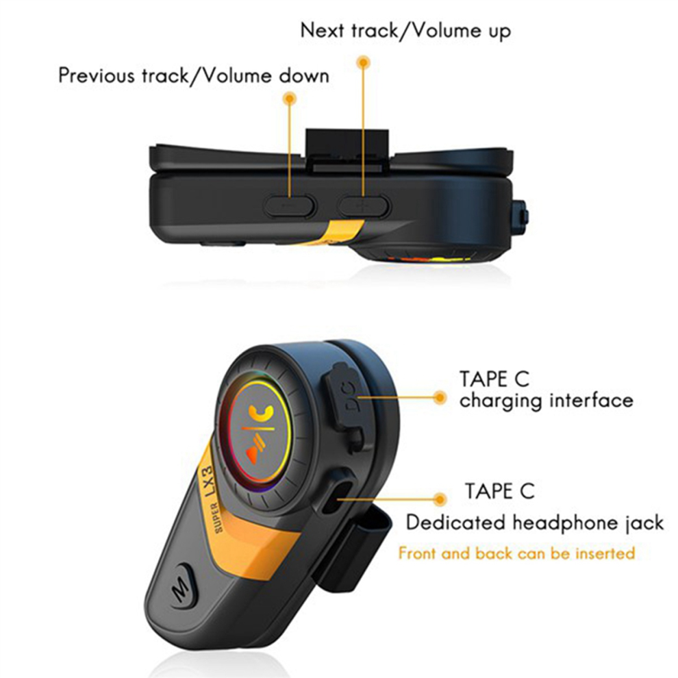 2X Lx3 Helmet Bluetooth Headset Bt5.0 Motorcycle Riding Wireless Call 1200Mah With Soft Line Wheat 4851689800629